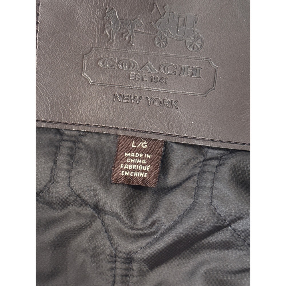 Coach Mens Wyatt Jacket Field Cargo Navy Blue Coated Cotton Quilted Large L - Picture 6 of 16